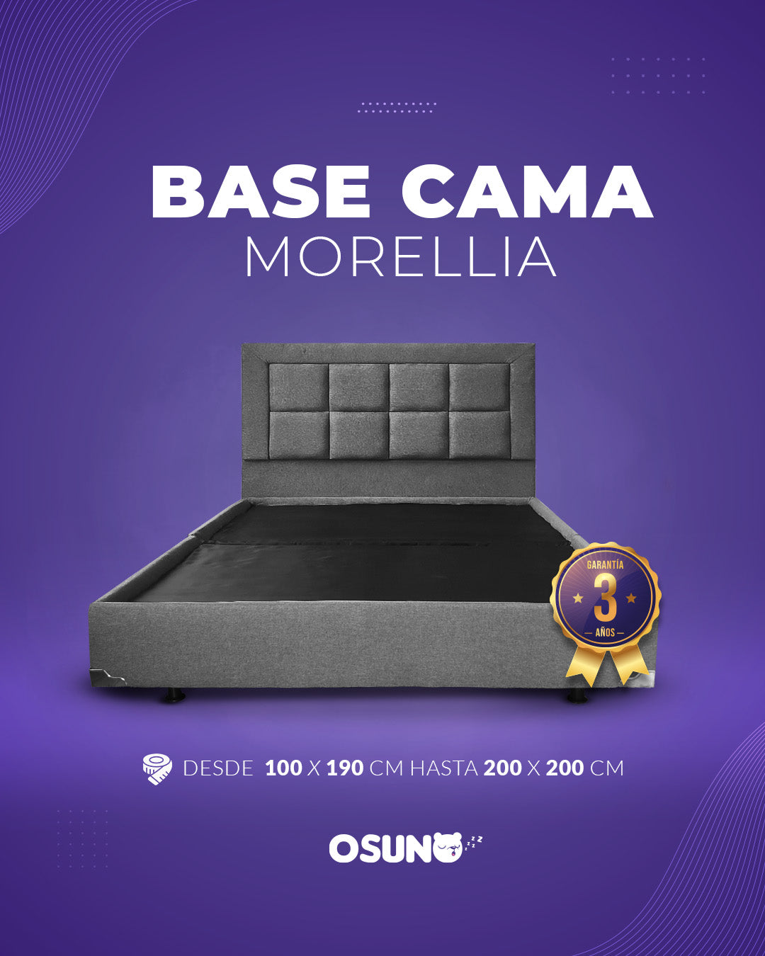 Base cama Morellia + Espaldar 8 Cuadrículas