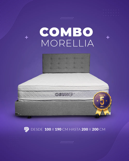 Base Cama + Colchón Ortpédico Cassata Doble Pillow + Espaldar (140x190)